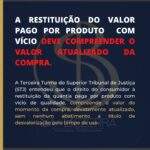 A RESTITUIÇÃO DO VALOR PAGO POR PRODUTO COM VÍCIO DEVE COMPREENDER O VALOR ATUALIZADO DA COMPRA.